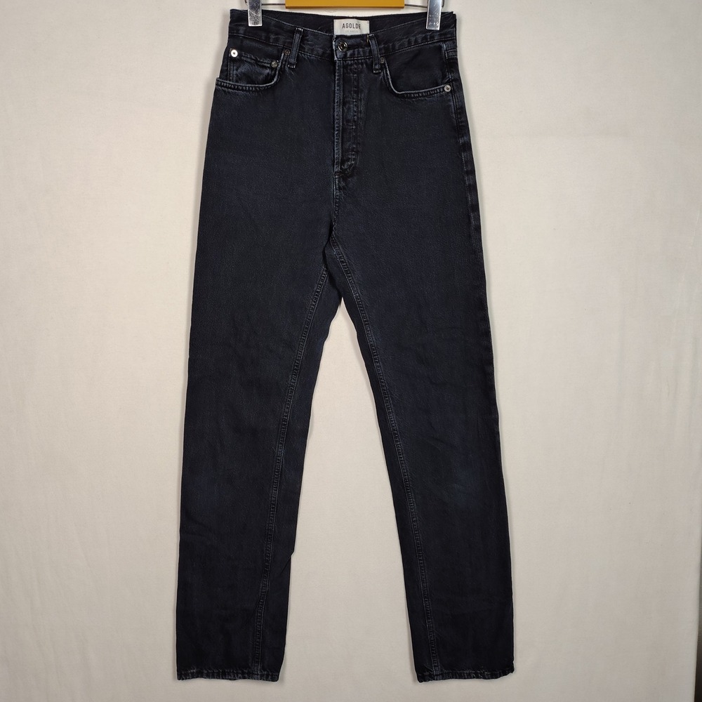 AGOLDE 90s Pinch Waist High Rise Straight Leg Jeans Charcoal Black 25 A9187-1204